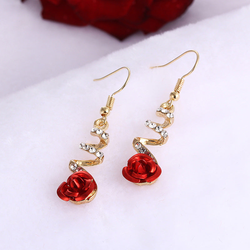 Red Rose Earrings