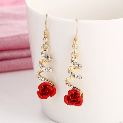 Red Rose Earrings