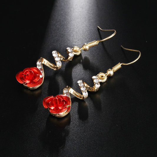Red Rose Earrings