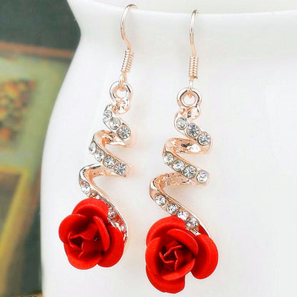 Red Rose Earrings